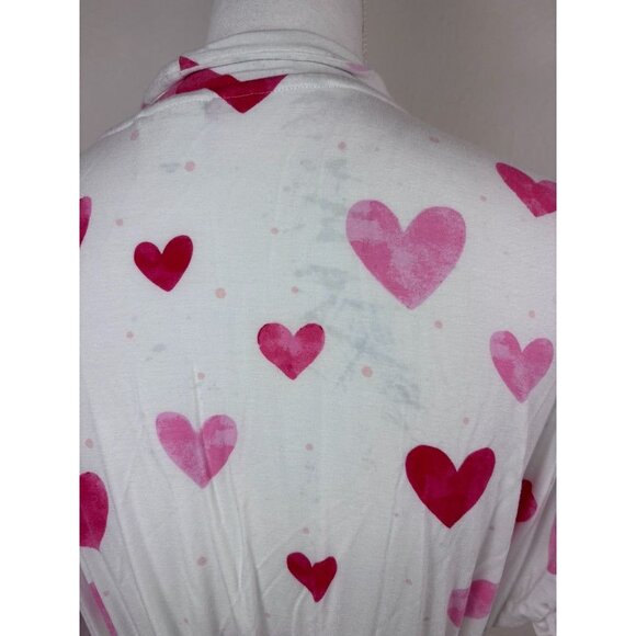 Soma women's large white pink heart print mid length cool nights robe loungewear - Picture 7 of 9